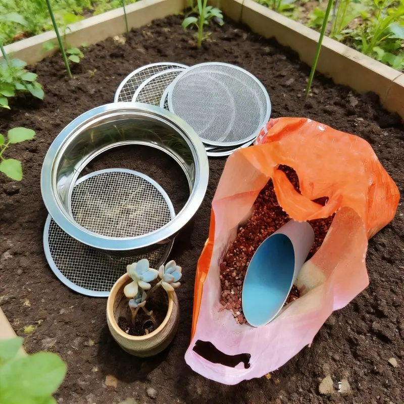 3pcs/set Complete Soil Sieve Kit with 3 Interchangeable Garden Sifting Mesh,(1mm, 3mm, 6mm )