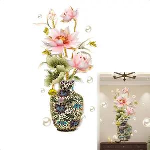 Lotus Pearl Wall Sticker Indian Boho Home Decor Living Room Entrance Backdrop Easy Install Removable Decals for Elegant Spaces 2 Sheets 30x90cm Waterproof