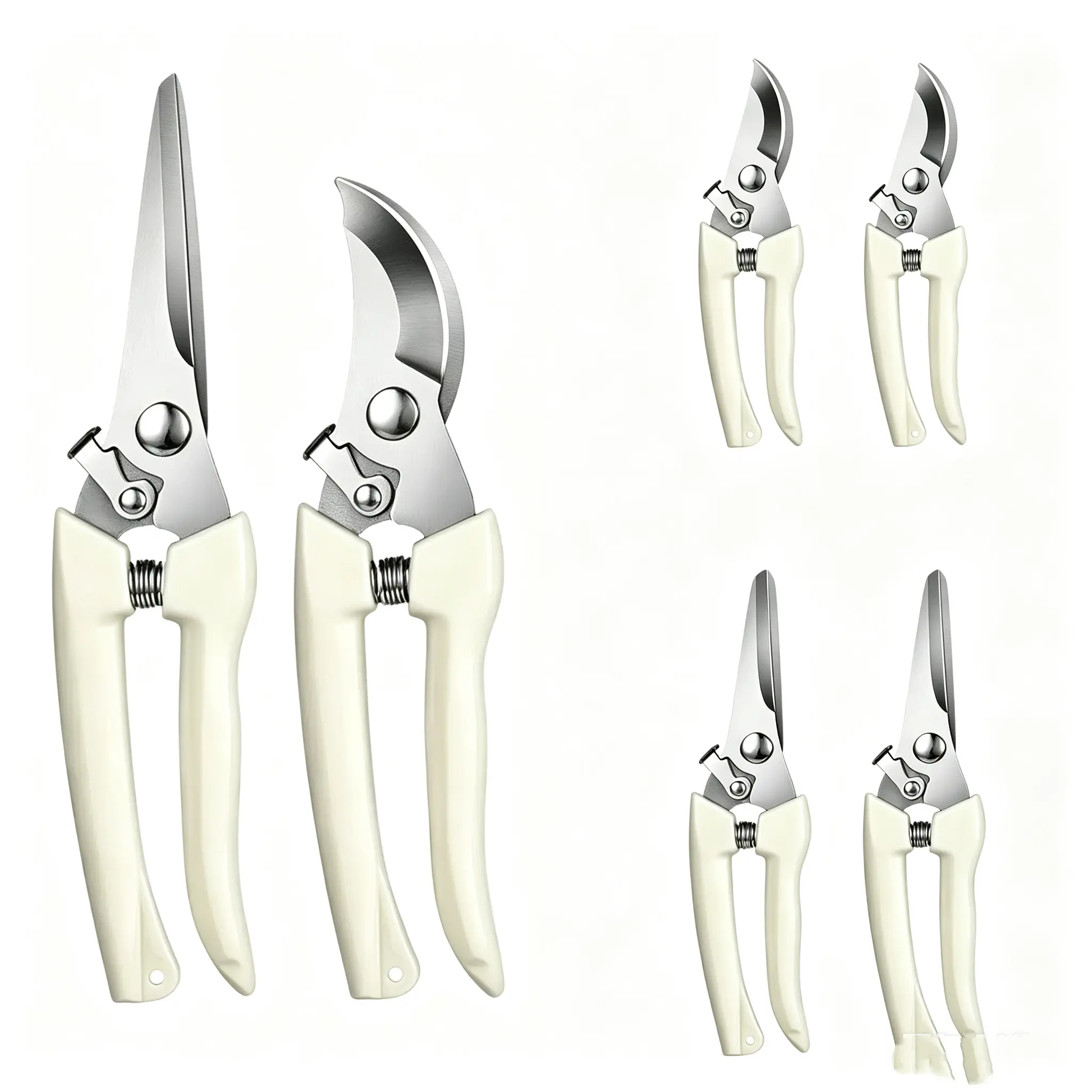 Garden Hand Pruners - Stainless Steel Garden Cutting Tool, Plant Shears with Straight or Curved Precision Blade for Trimming Flowers, Shrub Trimmer Use