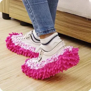 2pcs Household Kitchen Slippers, Multifunctional Floor Dusting Slippers, Microfiber Cleaning Shoes For Household Floor Cleaning, Bathroom And Office Shoe Covers, Multifunctional Washable Reusable Mop, Easywring Microfiber Mop