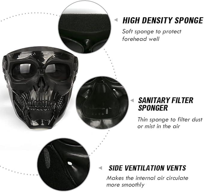 Tactical skull mask is suitable for CS shooting games, role playing, Halloween, outdoor sports decoration. Windproof Tactical Skull Goggles