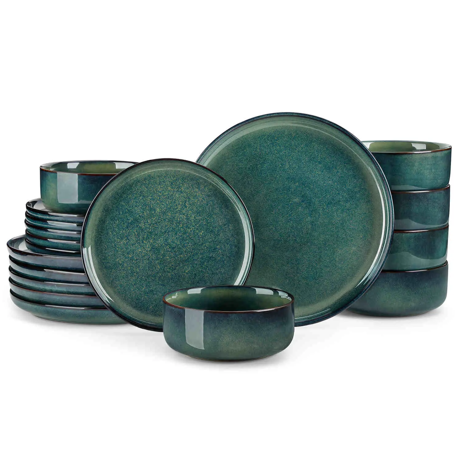 Green-18 Pieces(Service for 6)- No Soup Bowls