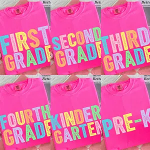 Comfort Colors All Grade Preppy Tshirt, Neon Trendy Summer Tee, Preppy Back to School Top, Neon Teacher Shirt, First Day of School, First Grade, Second Grade, Third Grade, Fourth Grade, Pre-K, Kindergarten Tees