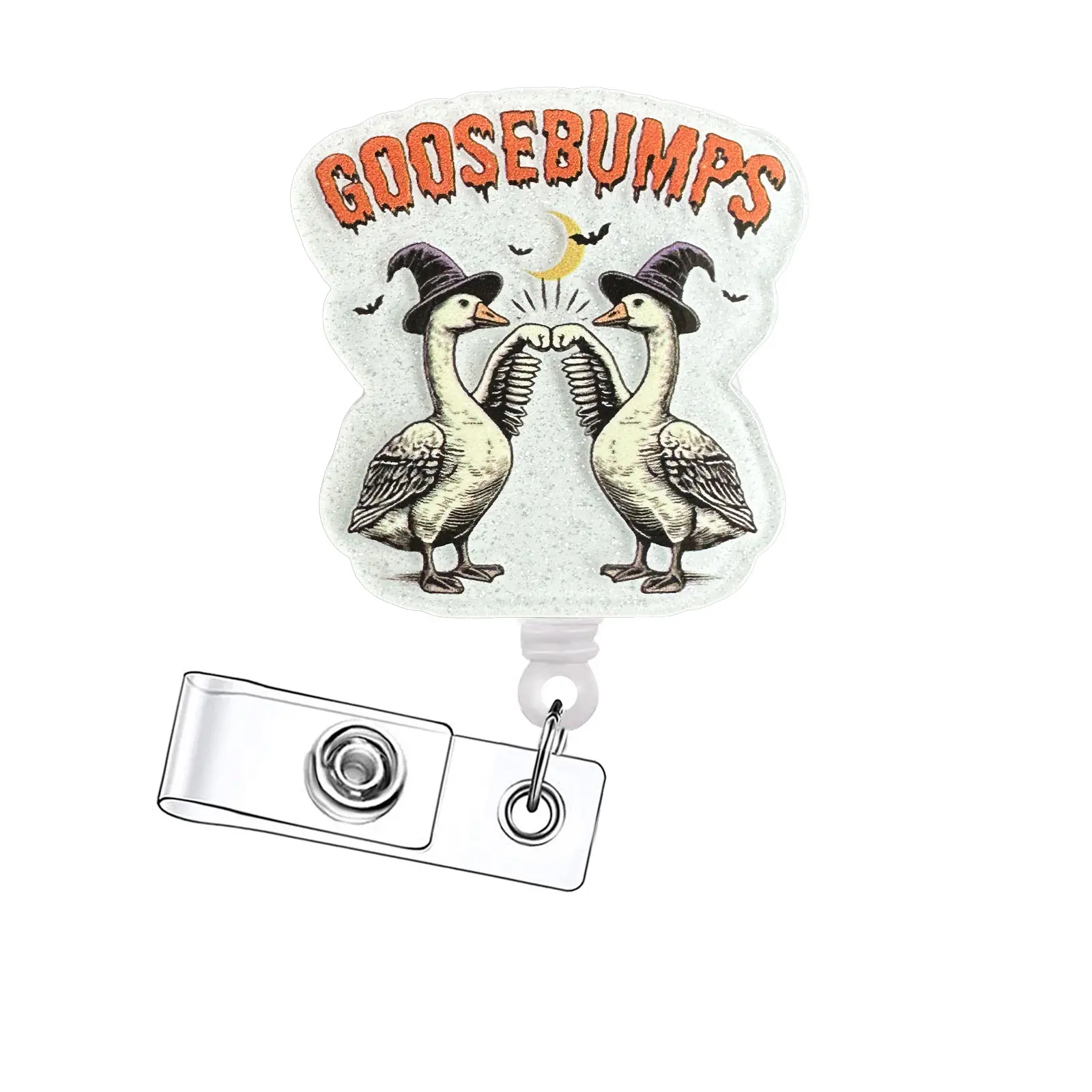 1Count/15pcs Halloween Theme Retractable Badge Reel - Durable Acrylic Id Holder With Clip For Nurses, Doctors, Students & Office Staff