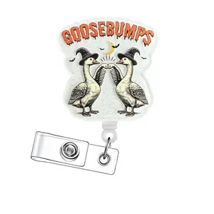 1Count/15pcs Halloween Theme Retractable Badge Reel - Durable Acrylic Id Holder With Clip For Nurses, Doctors, Students & Office Staff