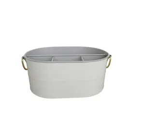 2-Tone Galvanized Utensil Caddy - Grey for Kitchen with Knives Storage Solution