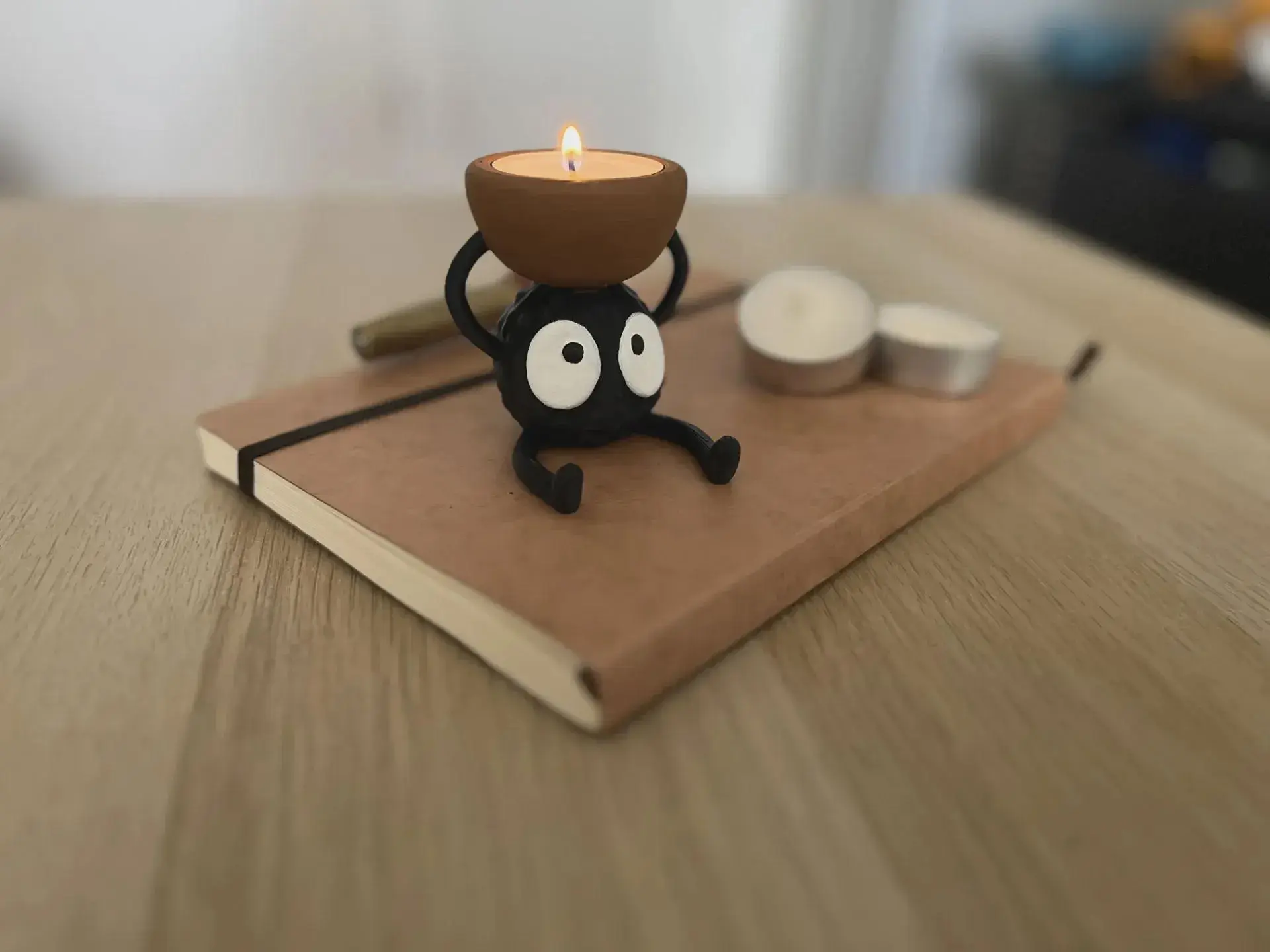 Susuwatari (Soot Sprite) Tea Light Candle Holder, Home Decor Home Supplies Accessory