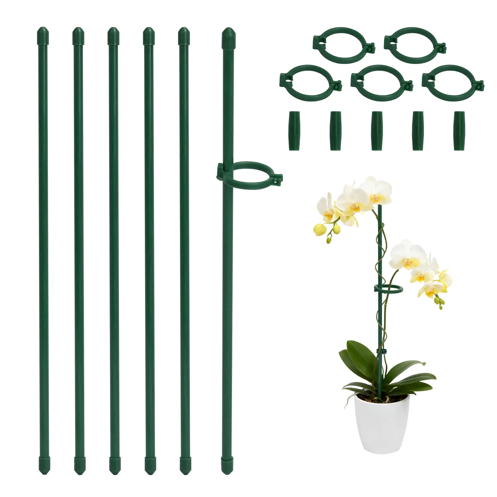Bamworld 11.8-Inch Adjustable Plant Poles, 20-Piece Green Climbing Support Sticks for Indoor & Outdoor Plant Care, Garden Supplies, Plant Pole