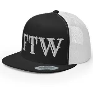 RIVEMUG NG FTW Embroidered Flat Bill Trucker Hat High Crown Adjustable Cap
