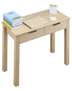 Compact Desk With Drawers For Kids And Home Office - Modern Light Wood Study Table For Reading, Writing, And Drawing, Rectangle MDF Furniture With Storage, Ideal Bedroom, Study Room, And Craft Projects