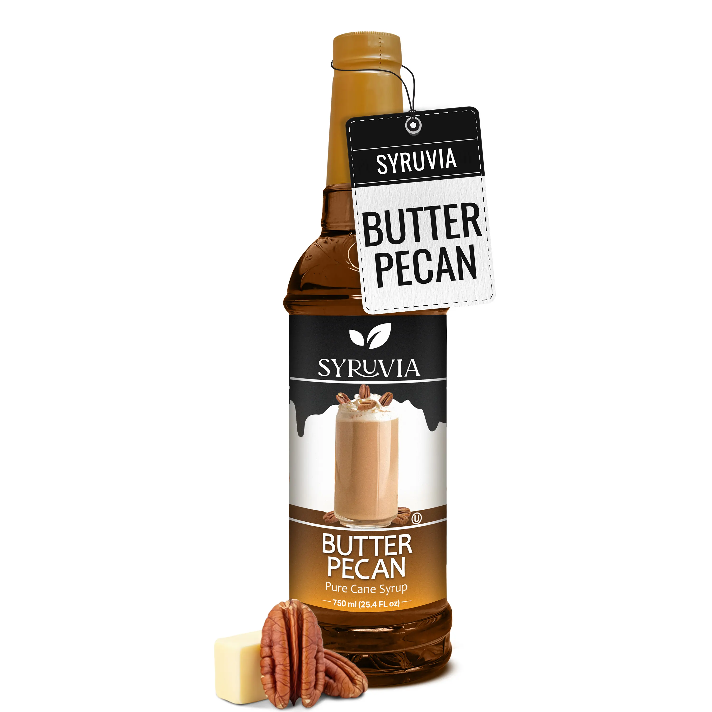 Syruvia Butter Pecan Syrup For Coffee 25.4 Ounces Butter Pecan Flavoring For Coffee Beverage