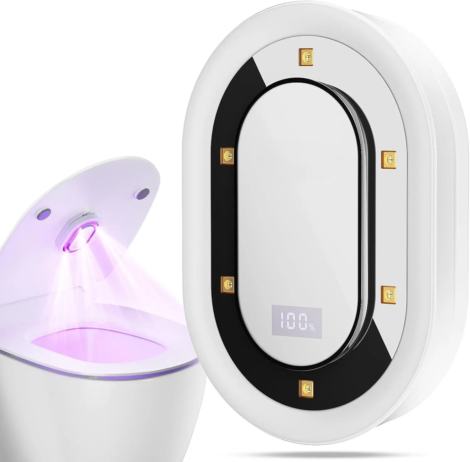 UV-C Toilet Lid Sanitizer for Household Items, Hands-Free 99-Second Auto Cycle, Sanitizes & Reduces Odors, No Harsh Chemicals, 180° Coverage, 2000mAh Rechargeable Battery, USB-C Fast Charging