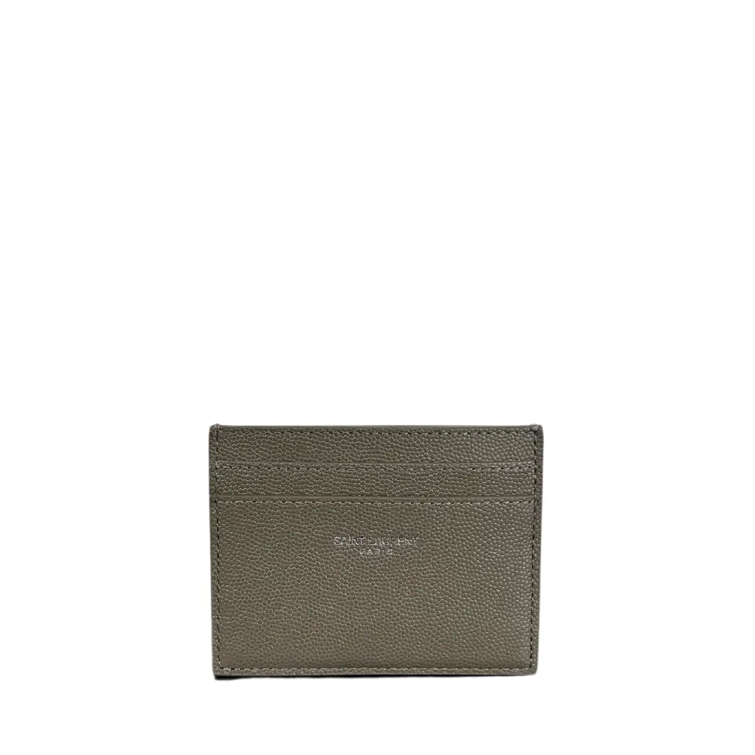 Pre-owned Yves Saint Laurent Leather Small Leather Goods YSL Grey Paris Card Case 2ME375946.0522
