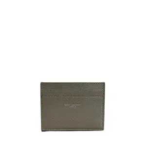 Pre-owned Yves Saint Laurent Leather Small Leather Goods YSL Grey Paris Card Case 2ME375946.0522