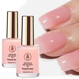 tinovo uno 2pcs pink nail hardener 12ml, naturally dry, no drying required, decorative nails, natural sheer pink for enhanced shine and gloss, nail strengthener oil