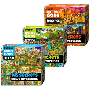 QUOKKA 3-Pack 1000-Piece Ancient Myths and Legends Themed Set for Adults with Puzzle Box