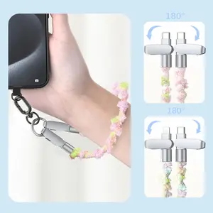 60w USB-C Fast Charging Phone Lanyard Type C Lightning, Heavy-Duty Braided Cable, Fashion Accessory for Fall Activities, Ideal Gift