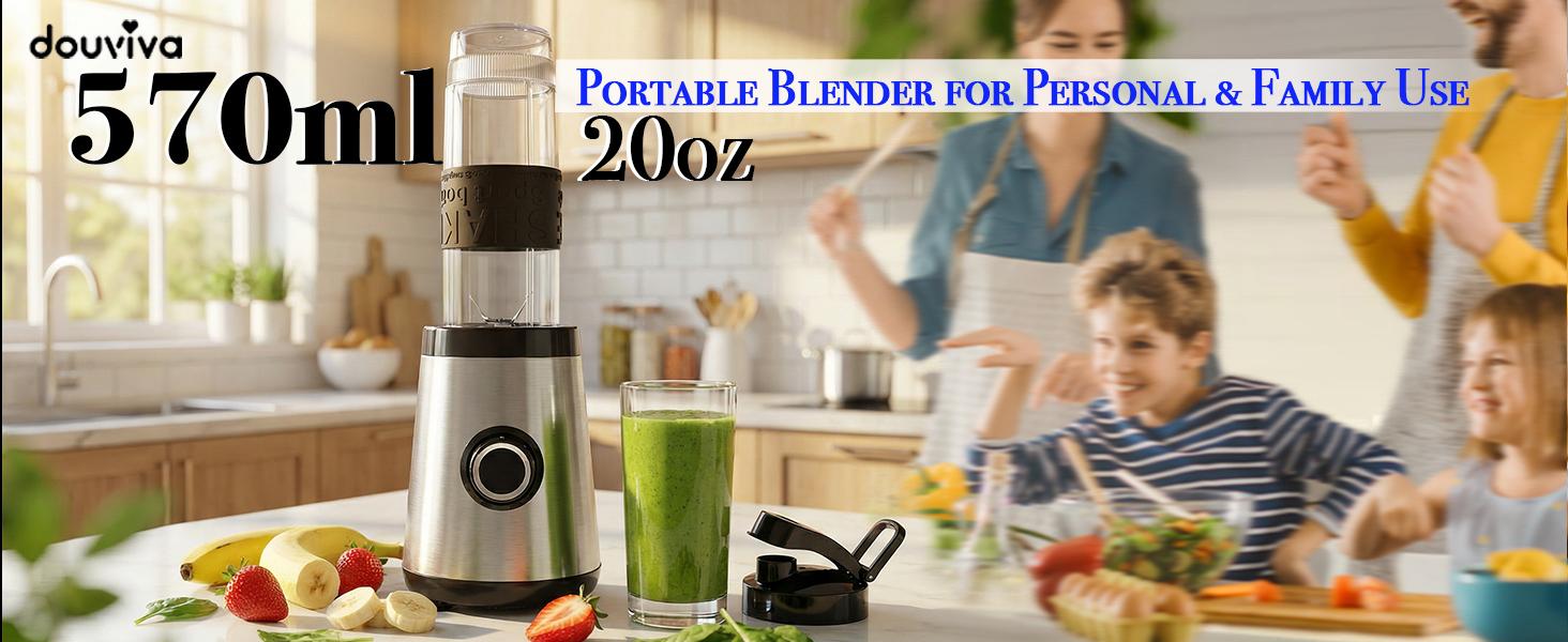 Personal Size Smoothie Blender, 500W Countertop Blender & Food Processor Combo for Shakes, Frozen Fruit, Juices & Baby Food, 20oz Travel Cups with To-Go Lids, BPA-Free Black