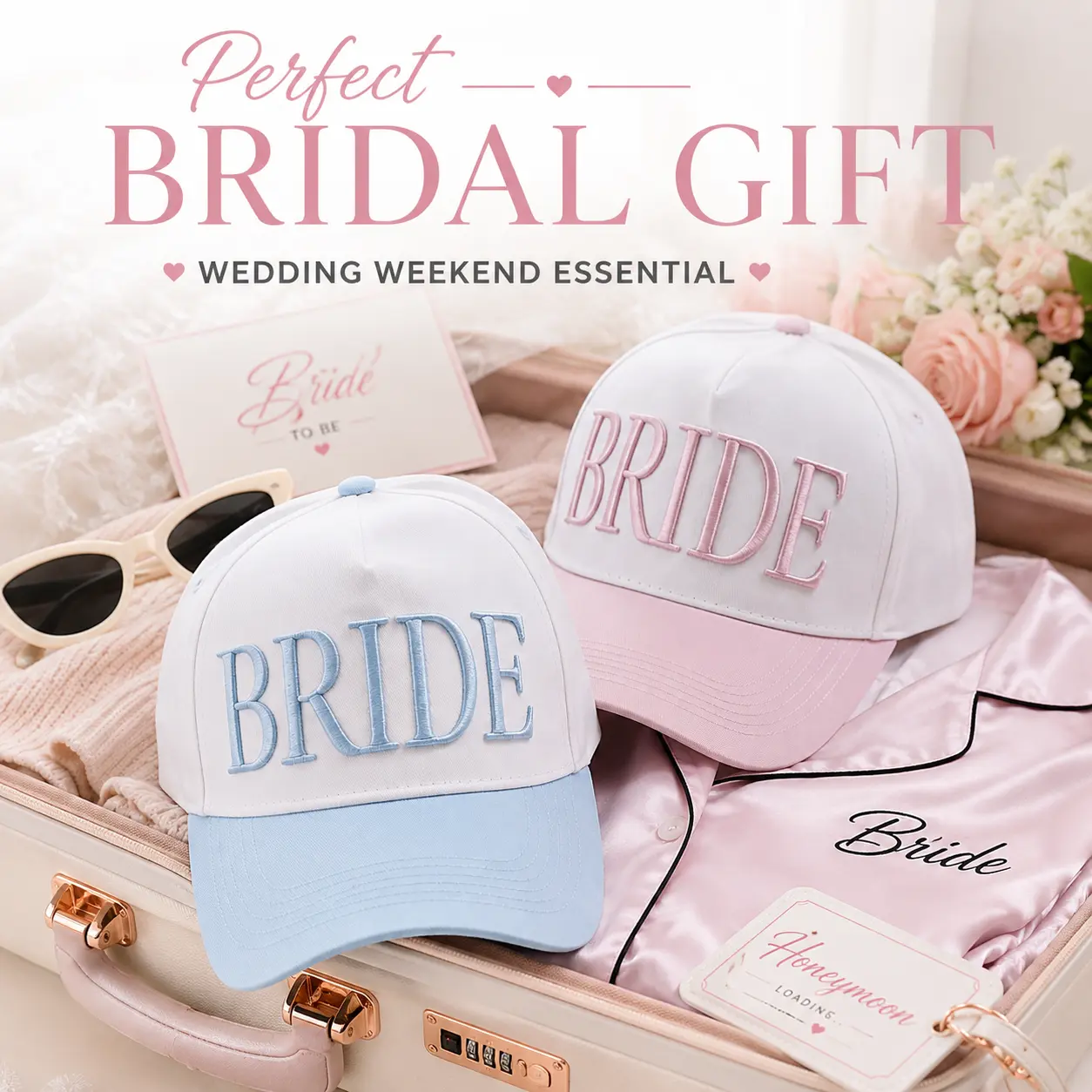 Embroidered Bride Hat – Adjustable Baseball Cap for Weddings, Bridal Shower Gift, Bachelorette Party Accessory, Perfect for Honeymoon Travel Unc Baseball Cap