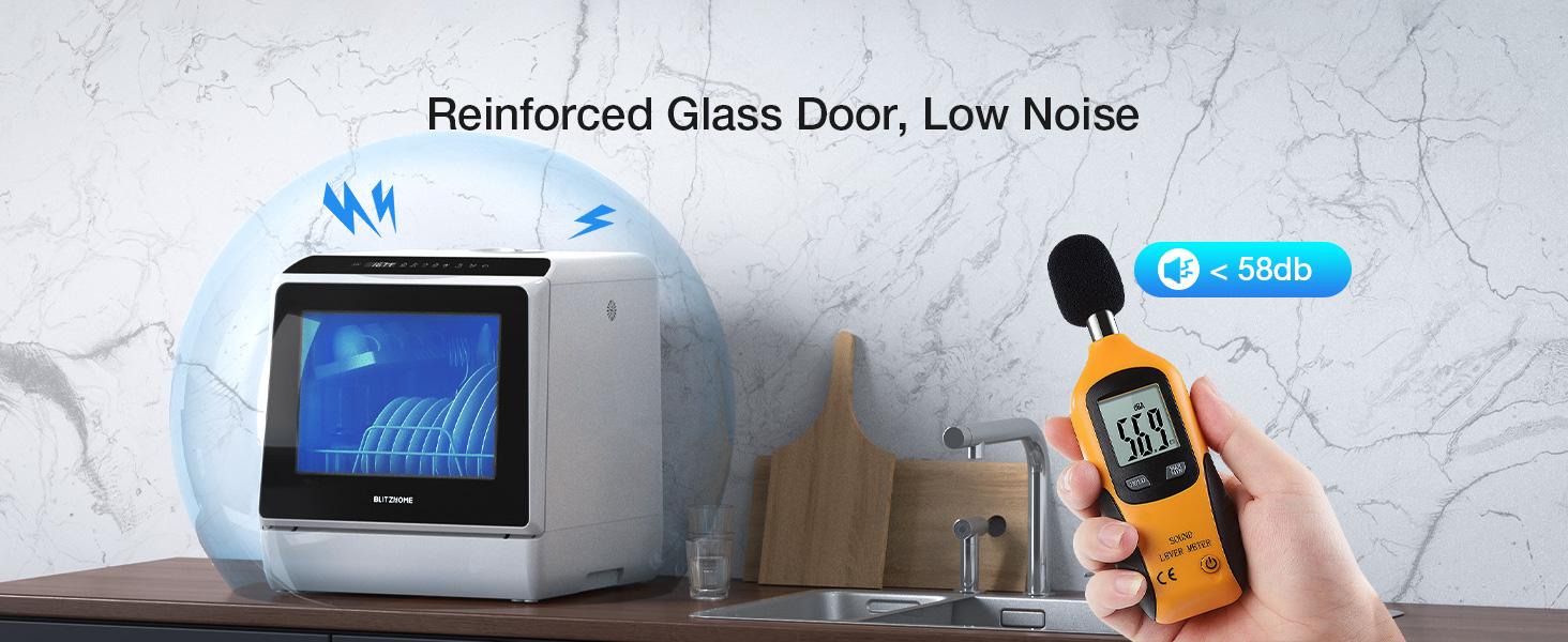 Countertop Dishwasher, BLITZHOME WiFi Smart App Control 6 Programs Portable Mini Dishwasher with 5L Built-in Water Tank, 360° Dual Spray, High-Temp & Dry, Delay Start Function, Compact Tabletop Dishwashers for Kitchen, Apartment, Camping, RV