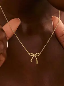 Gold Bow Necklace for Women – Dainty 14K Gold Plated Choker, Delicate Tiny Bow Pendant Trendy Jewelry, Cute Gift for Her