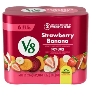 Strawberry Banana 100% Fruit and Vegetable Juice, 8 fl oz Can (6 Pack)
