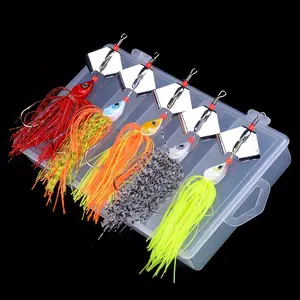 Box of 5 Weedless Spinner Baits, Perfect for Catching Bass, Pike, And Walleye.