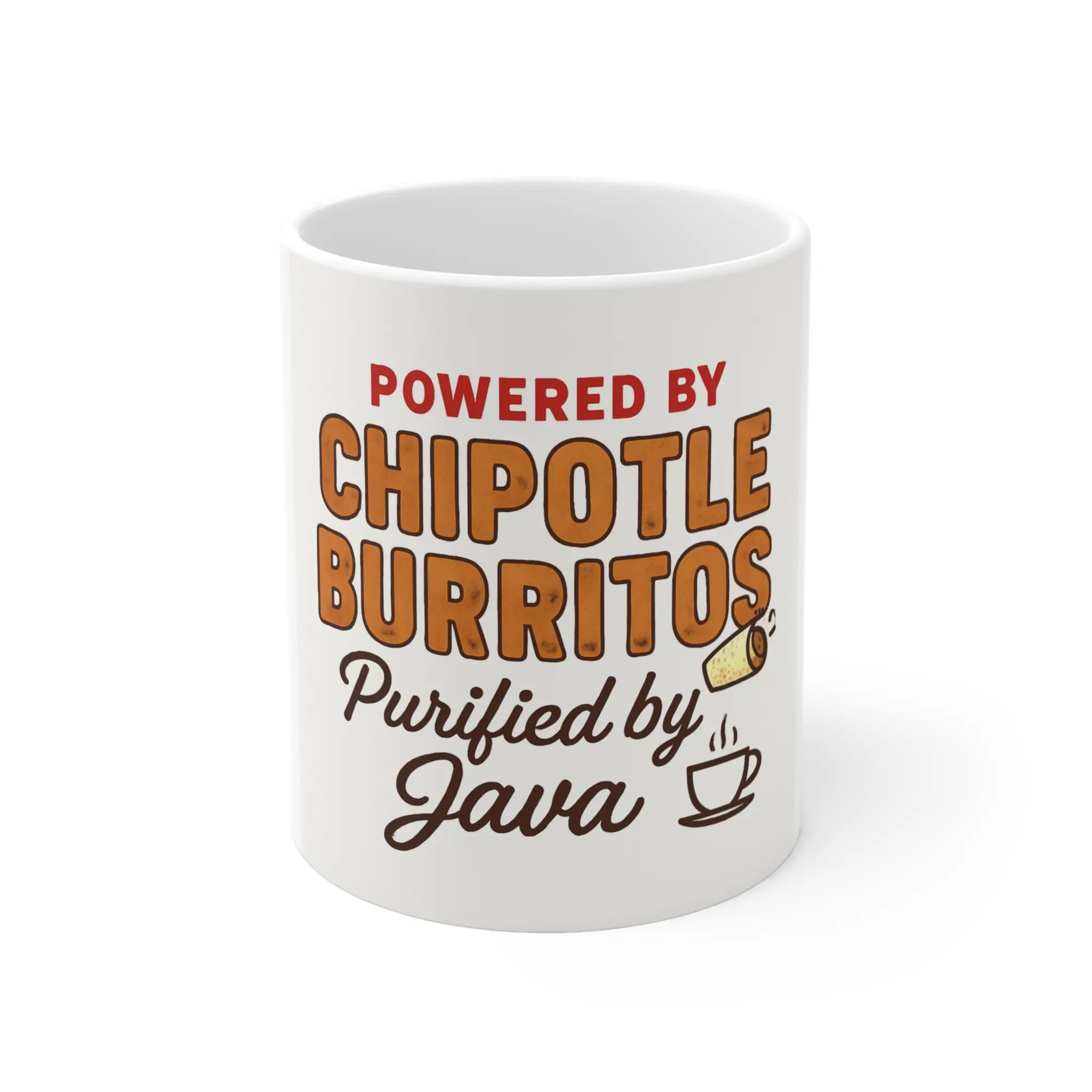 Chipotle Burritos Powered Mug | Funny Coffee Cup | Gift for Foodies | Java Lovers Coffee Mug | Humor Kitchen Decor