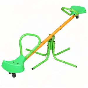 Outdoor Playground Equipment-360 Degree Rotation Kids Spinning Seesaw / Sit and Spin Teeter Totter with Comfortable Seat & Handle for Backyard, perfect for two children aged 3-8