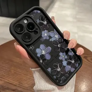 Phone Case for iPhone 15 Plus 16 Pro Max 14 13 12 11 XR XS Fashion Flowers Pattern Shockproof Silicone TPU Bumper Drop Protection Soft Cover