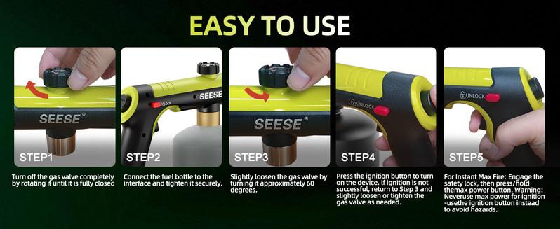 【TikTokShopHolidayHaul】SEESE Powerful Propane Torch(Propane Tank Not Included),With One-Touch Max Fire Button and Safety Lock, Adjustable Blow Torch for Sous Vide Searing Steak, BBQ,Fireplace,Charcoal Wood,Excellent Gift for Christmas and New Year 【TikTokShopHolidayHaul】SEESE Powerful Propane Torch(Propane Tank Not Included),With One-Touch Max Fire Button and Safety Lock, Adjustable Blow Torch for Sous Vide Searing Steak, BBQ,Fireplace,Charcoal Wood,Excellent Gift for Christmas and New Year