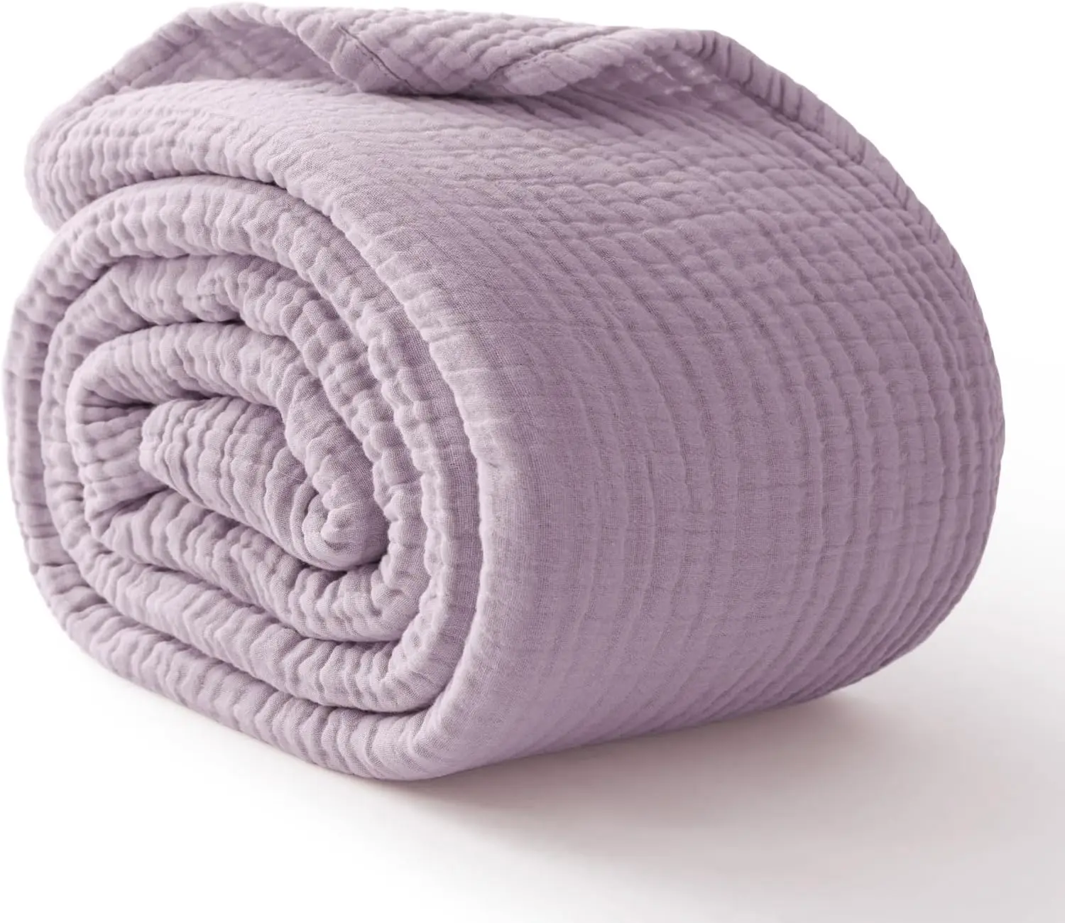 100% Cotton Muslin Blanket 40" x 40", Breathable and Lightweight Cotton Throw, Soft Cooling Summer Gauze Blanket for All Season, Lavender