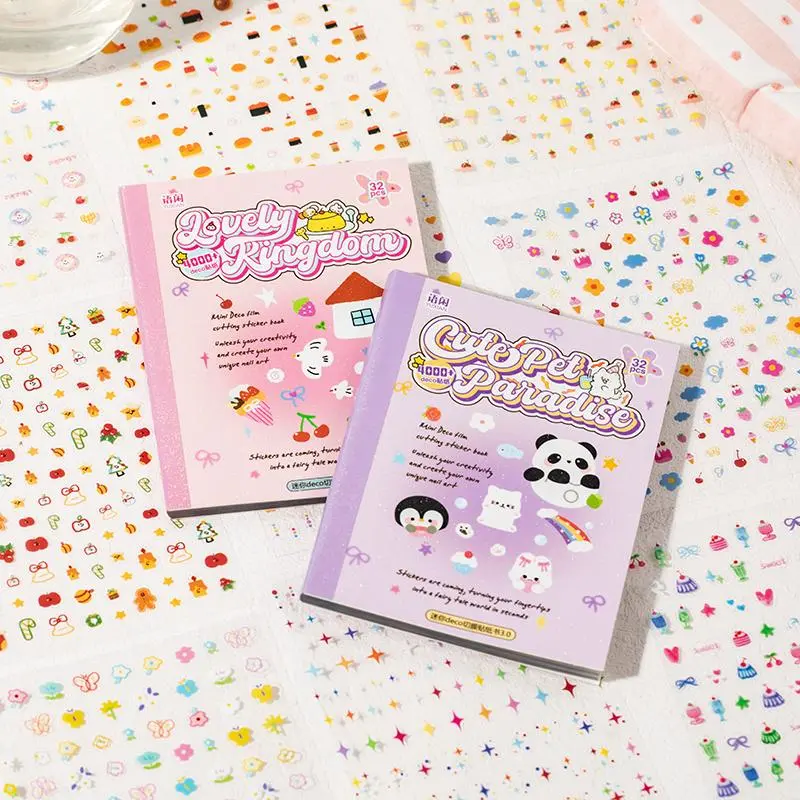 Mini Deco Sticker Book, Decal Sticker, Sticker Album, 32 Sheets/book Cute Cartoon Sticker, DIY Decorative Sticker for Scrapbooking, Journaling, Gift Wrapping, Art Stickers