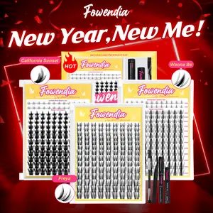 Fowendia Manga Lashes Cluster Lashes C D Curl DIY Extension Kit and California Sunset Wanna Be Freya Lash Clusters Fall Deals For You Campaign 8-18mm with Bond, Seal and Remover - Ultra-Thin Transparent Bands, Lash Magic Anime dealsforyoudays