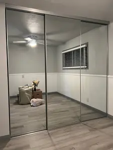 Grey Satin Anodize Sliding Mirror Closet Door Set