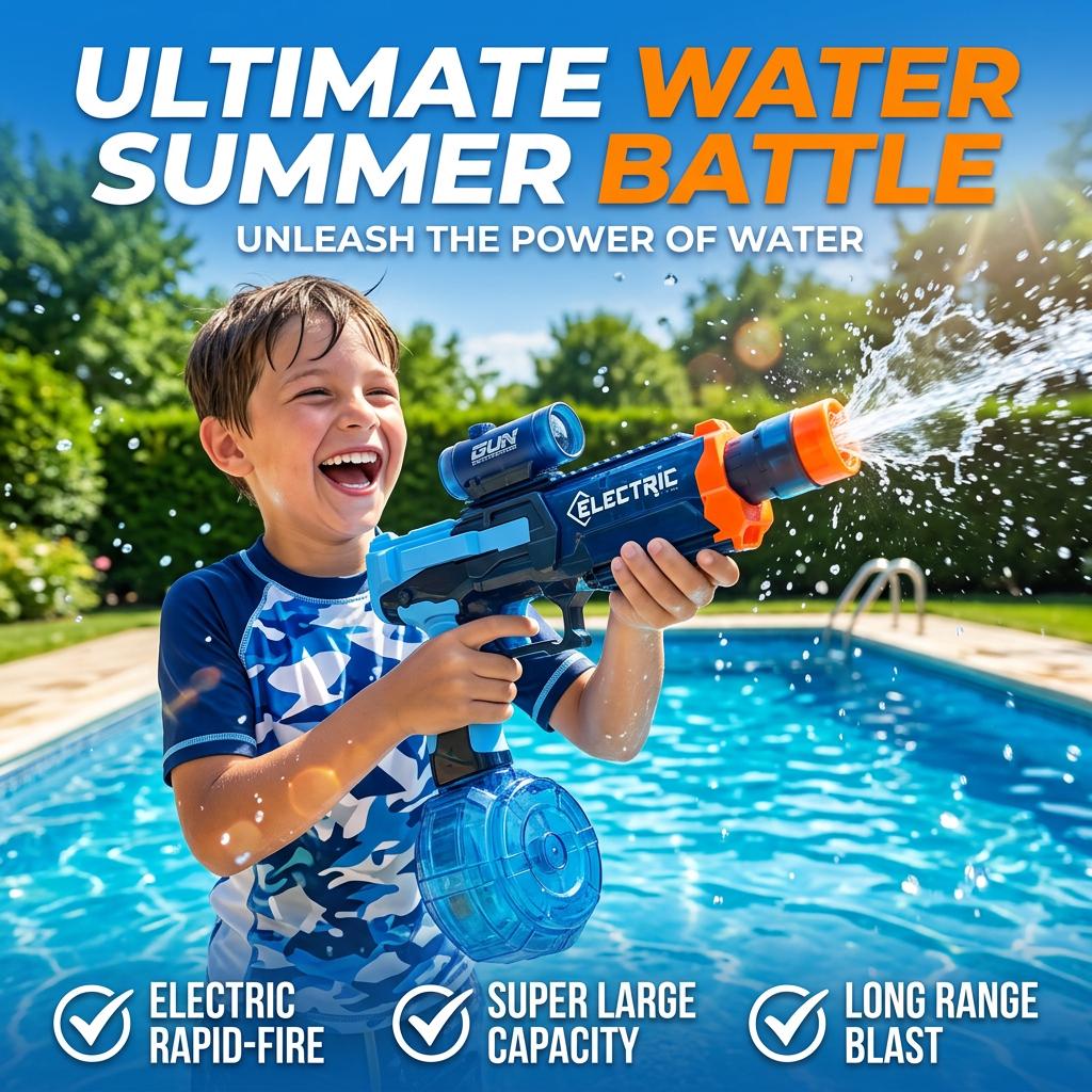 2 Pack Electric Big Transparent Automatic Water Guns with Light Up Full Automatic Electric Squirt Gun Range Water Pistol  Soaker Summer Outdoor Pool Water Toy for Adult&Kid LED Lighted rechargable light-up Multicolor luminous flame effect