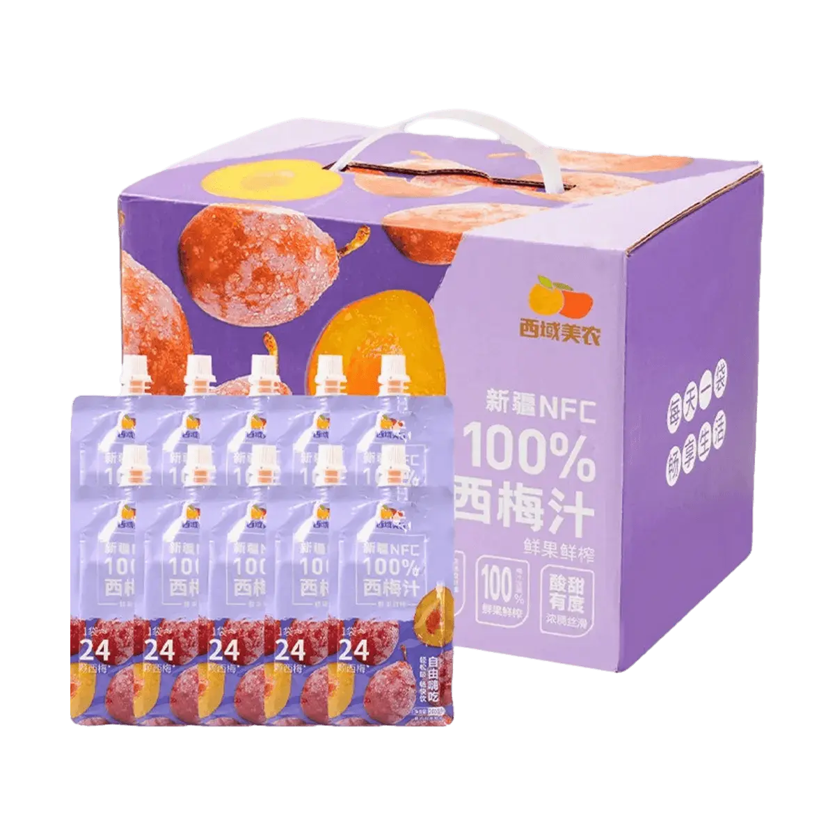 XIYUMEINONG 100%  Plum Juice - NFC Fresh Pressed, 200ml x 10 Bags, High Fiber, No Additives
