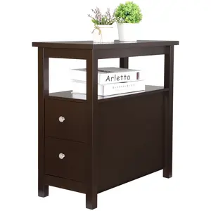 LEMY Wood Storage Racks Bookshelf with 2 Drawers