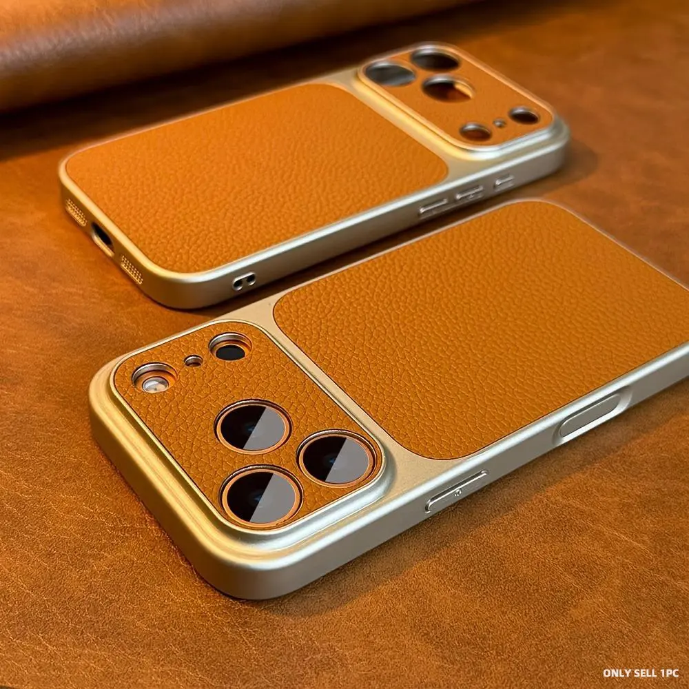 New Arrivals Luxury 17 ProMax Retro Lychee Pattern Protective Phone Case, Casing Compatible with iPhone 17 Pro Max Air 16 15 14 13 12 11 Cover Men Women Camera Lens Protection Matte 17ProMax 17Pro Cases Full-cover Ai Button Soft Bumper Back