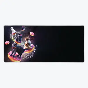 Space Cats Riding Donuts Extended Mousepad