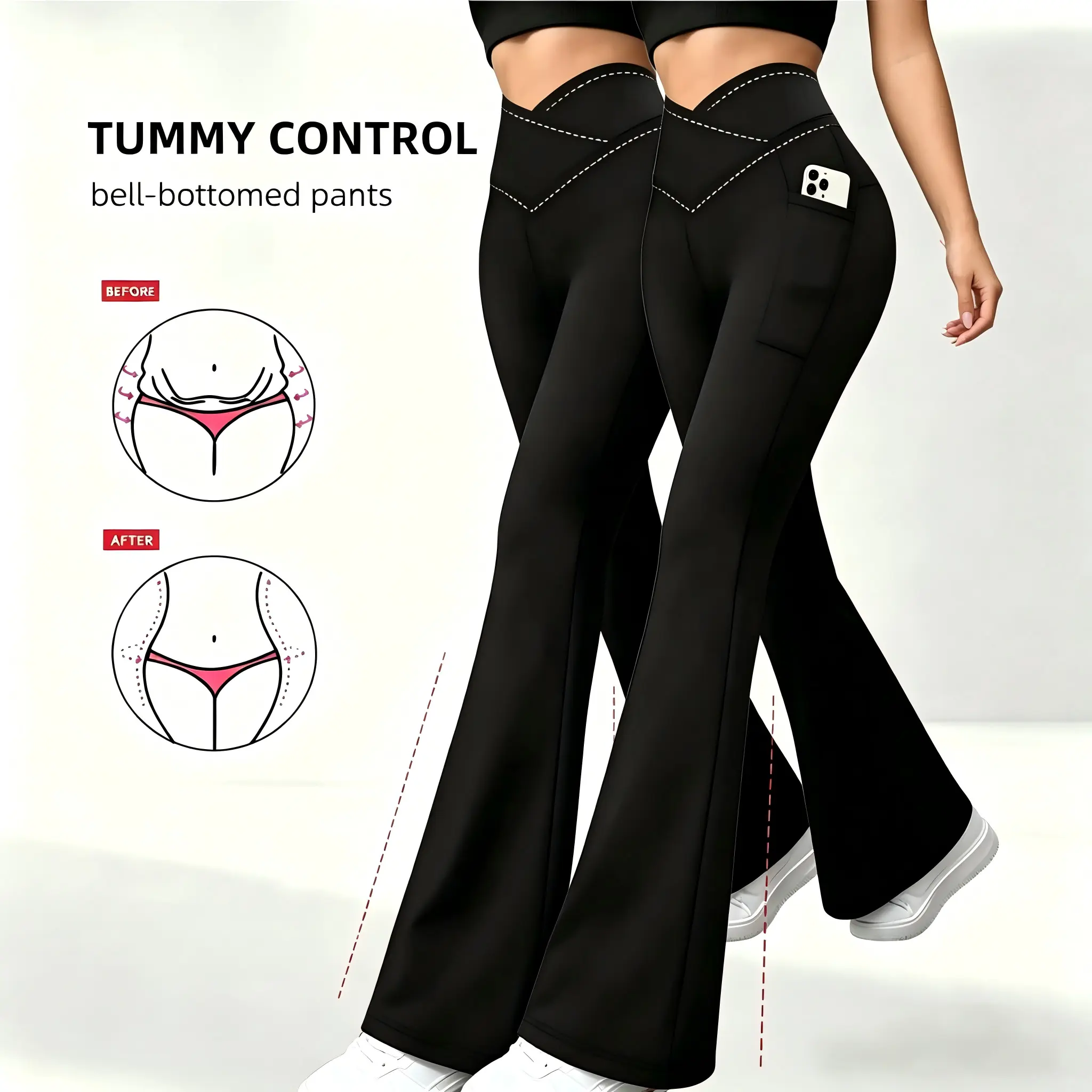 Women's 2-Pack Solid Color Yoga Wide Leg Pants - Tummy Control, Butt Lifting, V-Waist, Flare with Pockets, Comfortable Leggings for Women's Clothing summerwins,summerwins Women's 2-Pack Solid Color Yoga Wide Leg Pants - Tummy Control, Butt Lifting, V-Waist, Flare with Pockets, Comfortable Leggings for Women's Clothing summerwins,summerwins