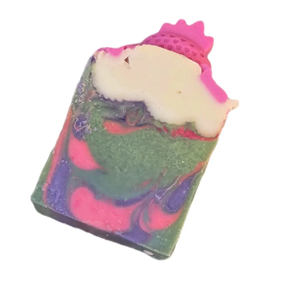 Handmade Swirl Soap Bar with Goat Milk & Shea Butter, Gentle Body Cleanser and Moisturizer for Sensitive Skin, Berry Blossom Aroma, 5.5 oz, Scented, Eczema, Hydrating, Coconut, Foot