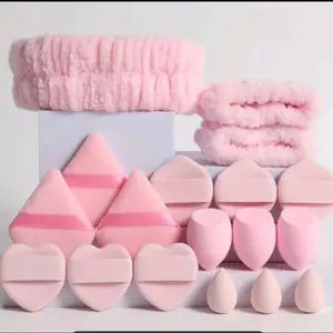 18pc Pink Essential Beauty & Spa Set Makeup Sponges Powder Puffs Microfiber Skincare Bundle for Flawless Application