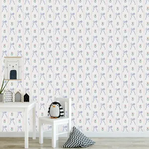 Bowknot Pattern Wallpaper, Self-adhesive Waterproof Wall Sticker, Peel and Stick Wallpaper Designs, Decorative Wall Paper for Home Living Room Bedroom