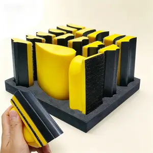 Hook and Loop Sanding Block Set, 16 Pieces Contoured Profile Foam Hand Sander, Interchangeable Assorted Convex & Concave Shapes, for Woodworking Furniture Auto Paint Sanding