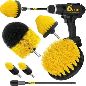 6Pack Drill Brush ,Extended Long Attachment Set  Purpose for Crevice Cleaning Brush,Bathroom, Grout, Floor, Tub, Shower, Tile, Kitchen and ,Corner