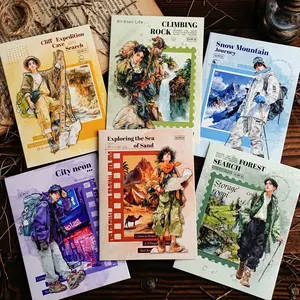 90 piece outdoor sports sticker pack featuring cityscapes adventure character themes, minimalist style, PET waterproof material, self adhesive, DIY journal decoration scrapbook material sticker pack