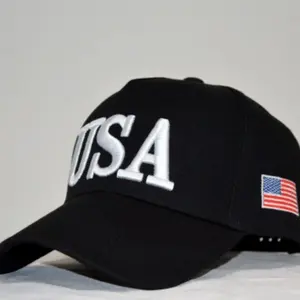 USA Men's Fashion Baseball Cap - Black with American Flag Embroidery, Adjustable Size, Twill Weave, Wild Style, Spring Autumn Winter Wear