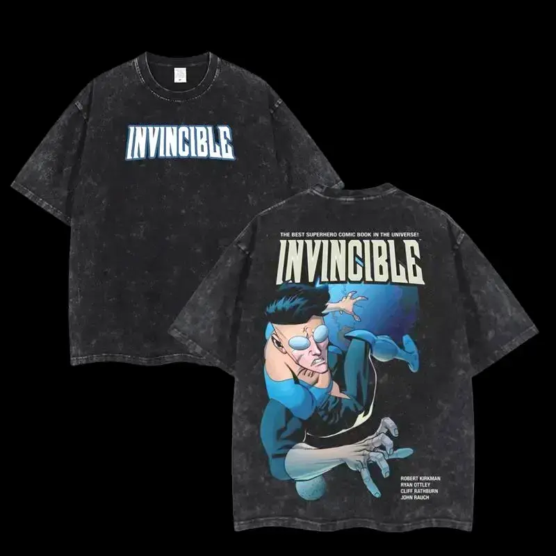Invincible War 2 Mark Grayson Sides Tee Comics Sweatshirt Hoodie T-Shirt TV Show Comics Shirt Menswear Top Streetwear Invincible Shirt SS3 Unisex Mineral Wash T-Shirt 100% Ring-Spun US Cotton Fabric