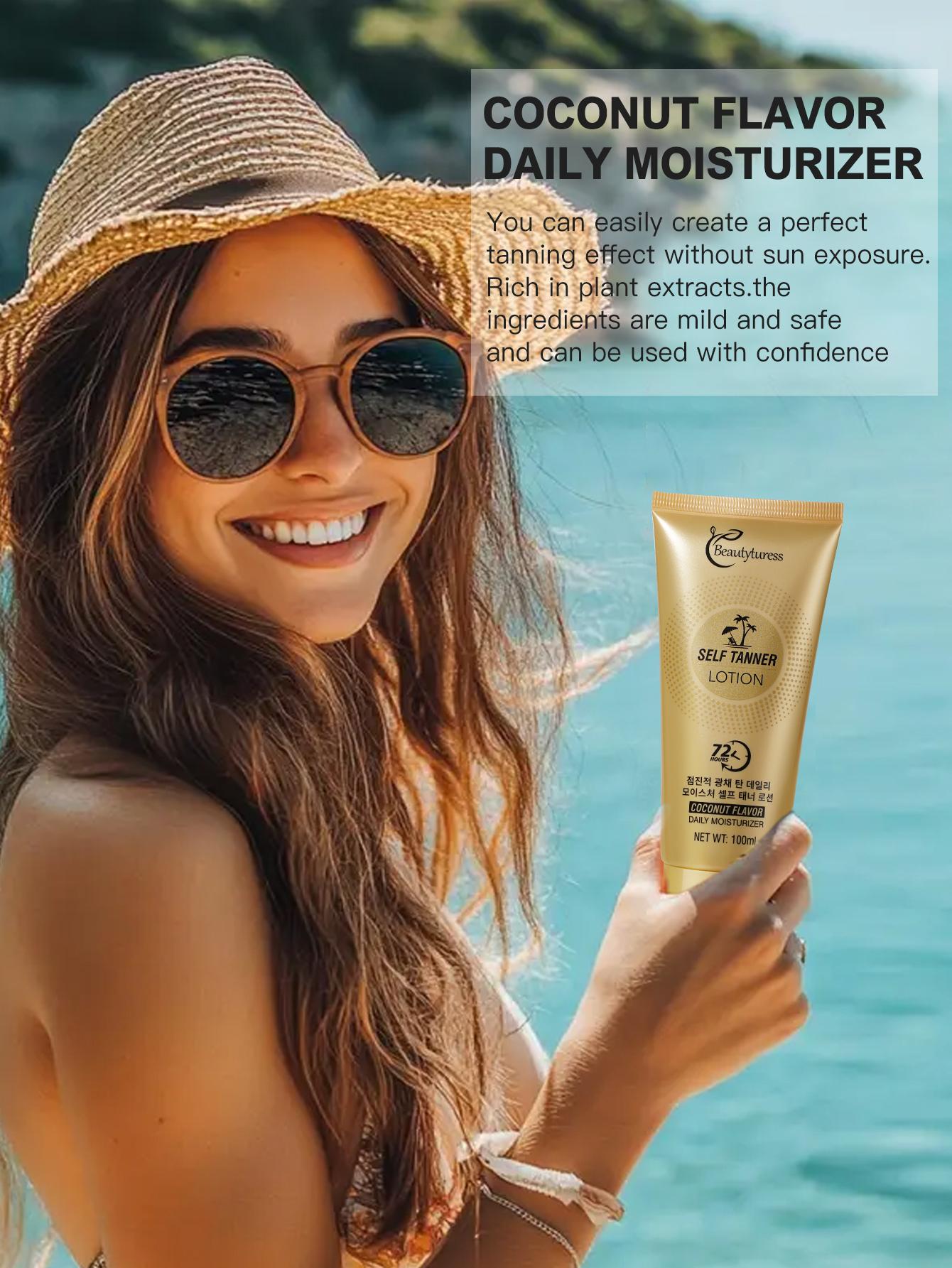 Gradient Brown Daily Moisturizing Self-Tanning Lotion 100ml | Beautyturess Gentle Care | Dihydroxyacetone & Erythrulose | Natural-looking tan | Suitable for all skin types | Great for tanning